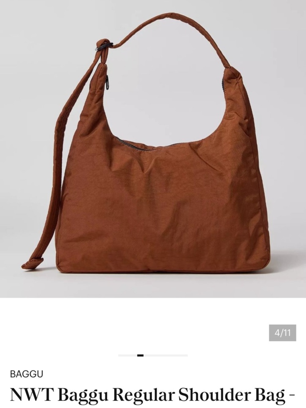 BAGGU Nylon Shoulder Bag in Discontinued Color Brown - Picture 6 of 8